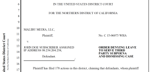 J. Alsup denies subpoenas in 3:15-cv-06075-WHA and others